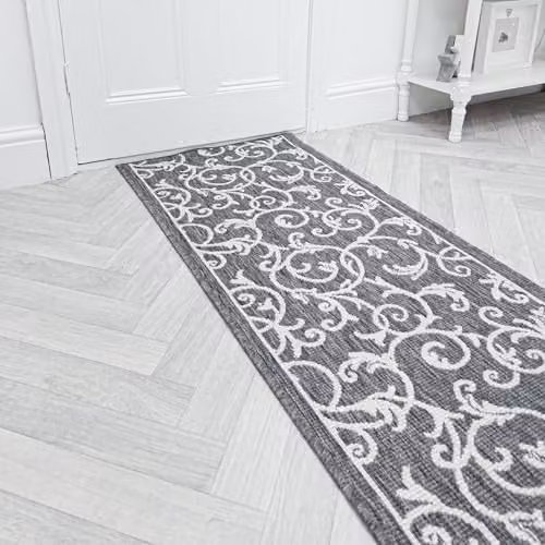 runrug Reversible Indoor/Outdoor Hallway Runner Rug, Grey, W: 60 cm, L: 360 cm – 1