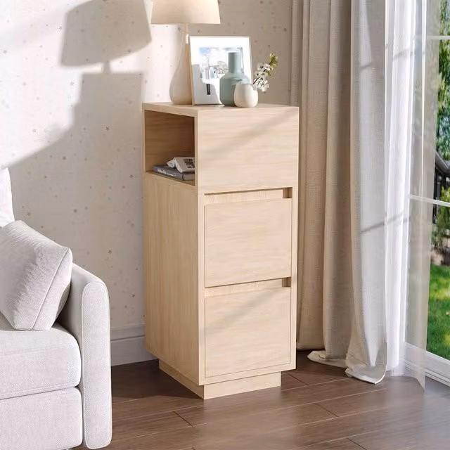EONLION Modern 2-Drawer Chest of Drawers and Bedside Cabinet in Beige, W: 100 cm, H: 65 cm, D: 40 cm
