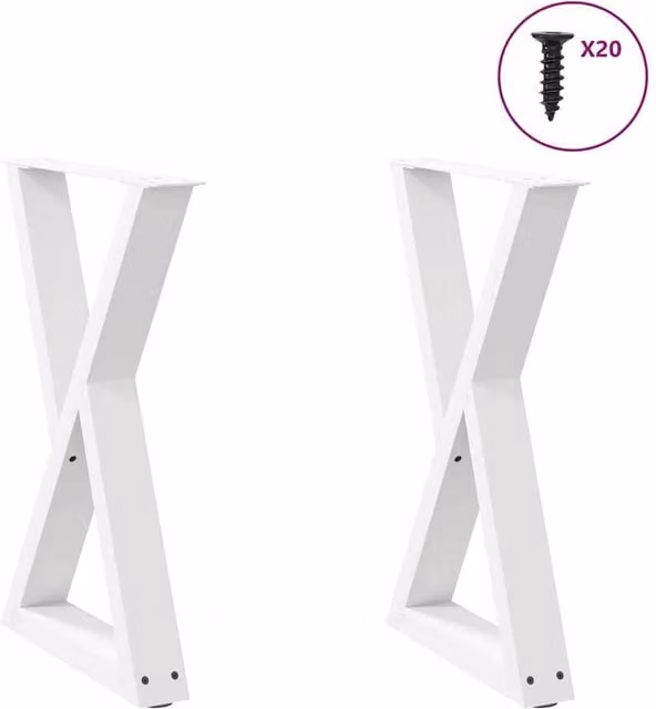 Berkfield Home Steel Dining Table Legs, 2 Pieces, White, W: 50 cm, H: 72-73.3 cm