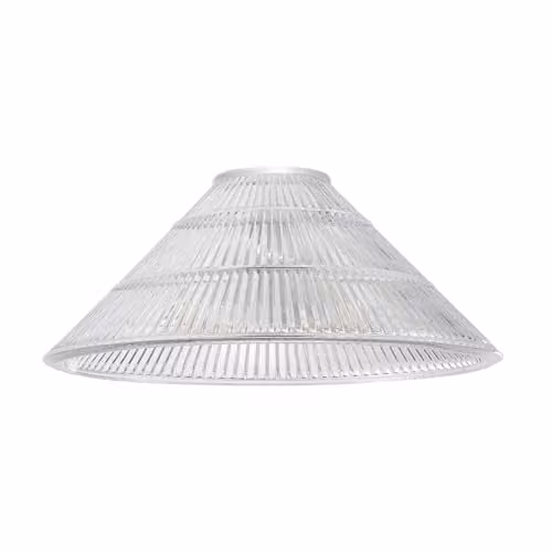 Happy Homewares Modern Transparent Ridged Glass Cone Pendant Shade, W: 19 cm, H: 25 cm