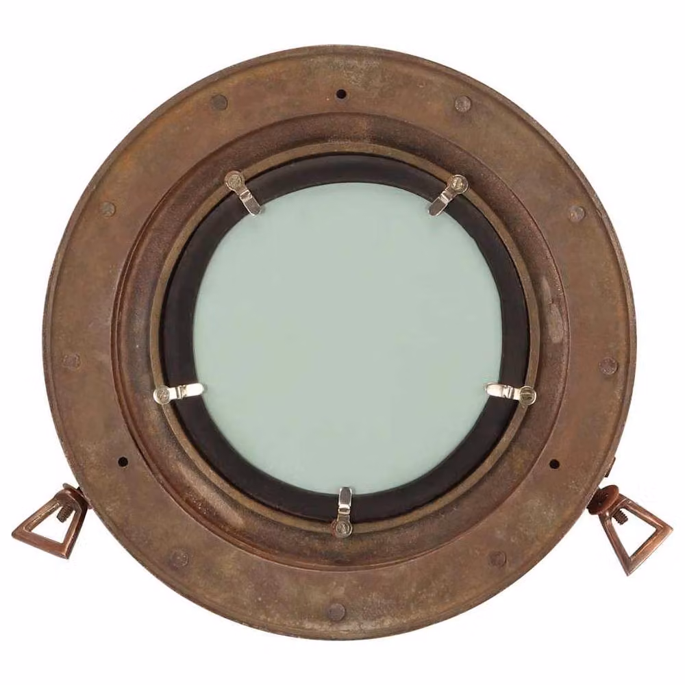 Berkfield Home vidaXL Porthole Wall Hanging Mirror in Copper with Aluminium and Glass, Diameter: 30 cm – 2