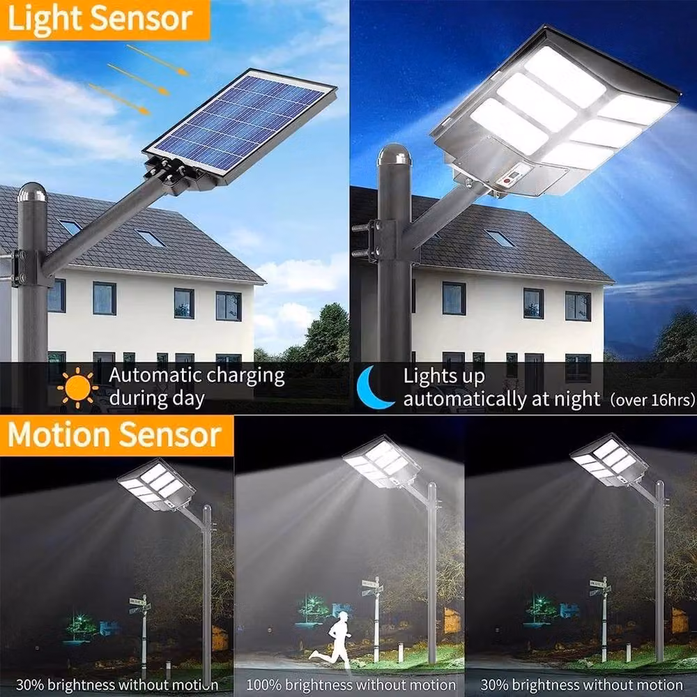 FLAVORA 2000W LED Solar Street Light with Motion Sensor in Black – 4