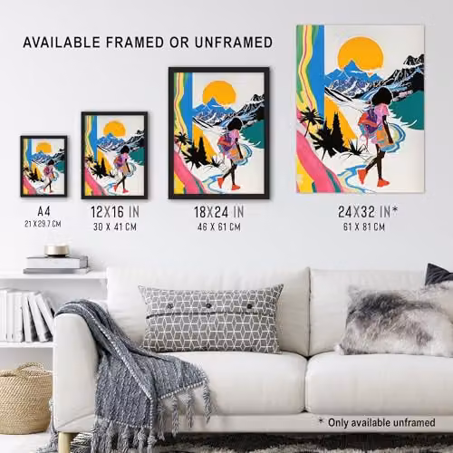 Artery8 Hiking Outdoor Adventure Graphic Art Poster Print on Thick Paper, Multicolour, W: 45.72 cm x H: 60.96 cm – 3