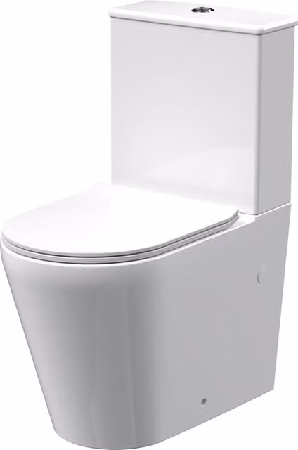 Balterley White Ceramic Flush to Wall Toilet Cistern and Soft Close Sandwich Seat, H 79.0 x W 38.5 x D 61.2 cm – 1