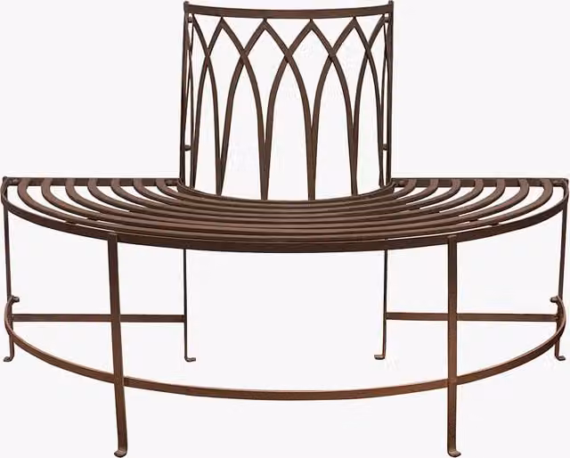 Perch & Parrow Thyme Brown Powder Coated Steel Corner Garden Outdoor Bench