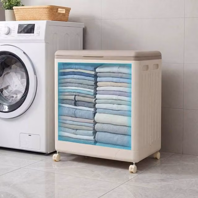 EONLION 120 L Rolling Clothes Storage Box in Beige