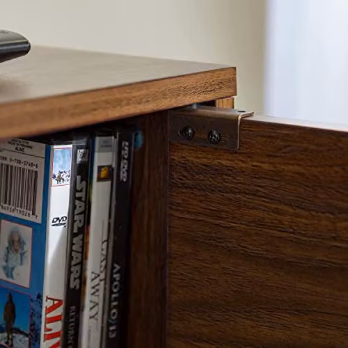Centurion Supports Portobello Luxury Walnut Dual Compartment 6-Shelf TV Cabinet in Brown, fits up to 65 inch screens – 7