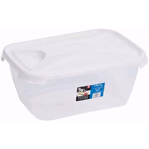 Wham Plastics High Grade 6l Plastic Food Storage Box with Snap Lid in White and Transparent