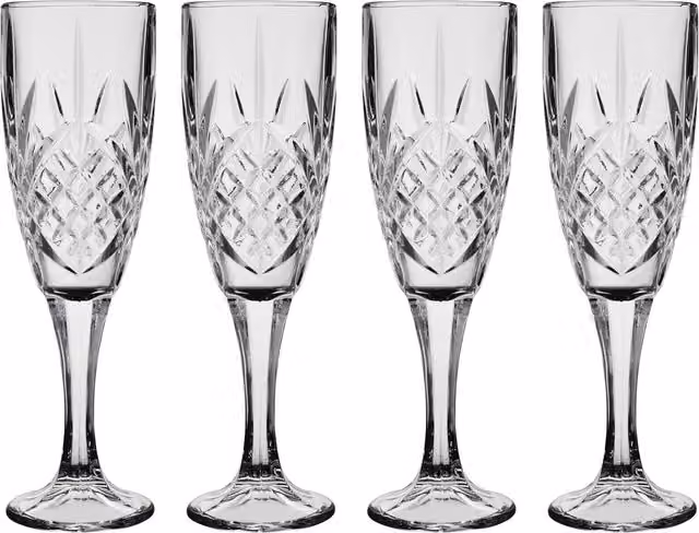 Orsina Set of 4 Transparent Crystal Champagne Flutes