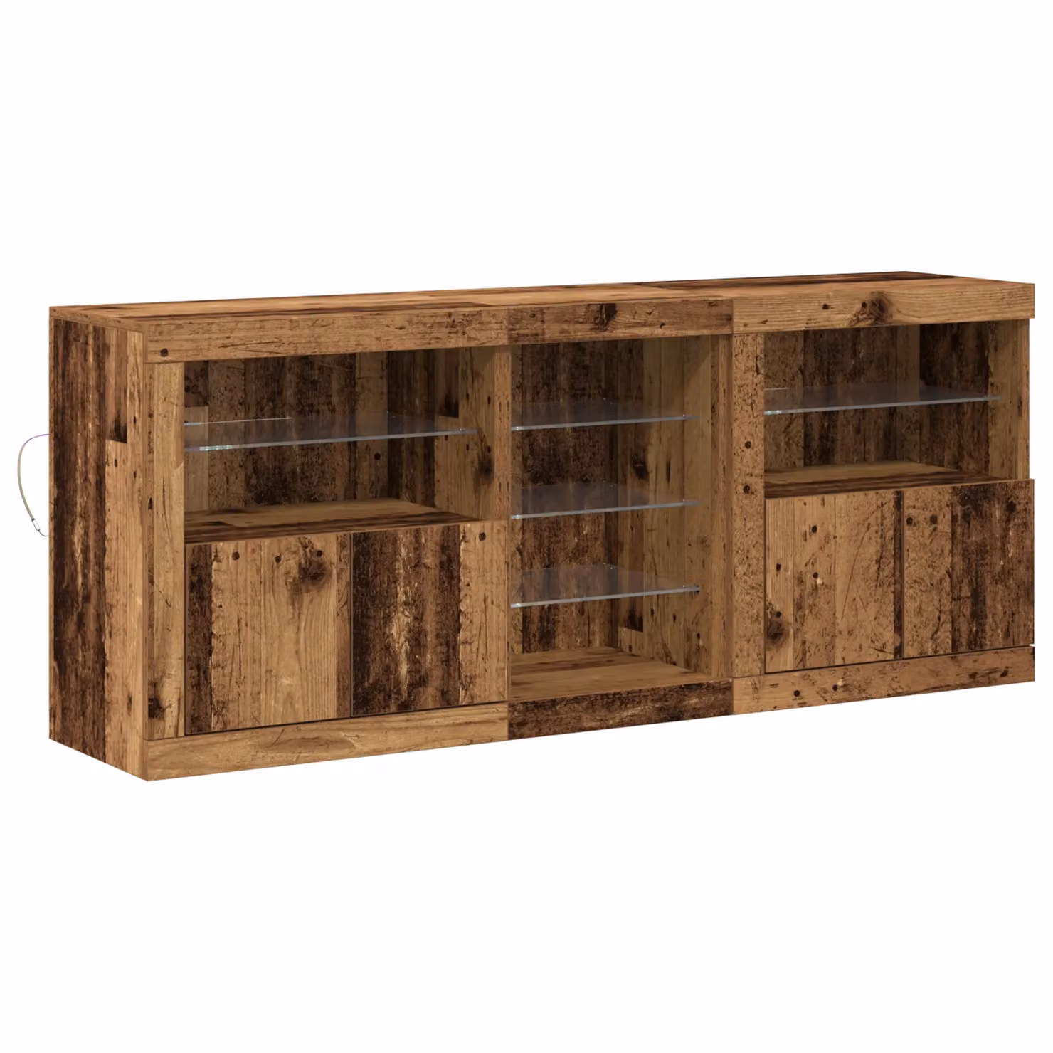 Berkfield Home Rustic Brown Sideboard with Integrated LED Lights, W: 162 cm, D: 37 cm, H: 67 cm – 2