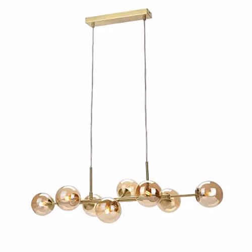 Italux Erimida G9 Industrial Retro 8 Light Pendant Ceiling Light in Chrome and Transparent Glass