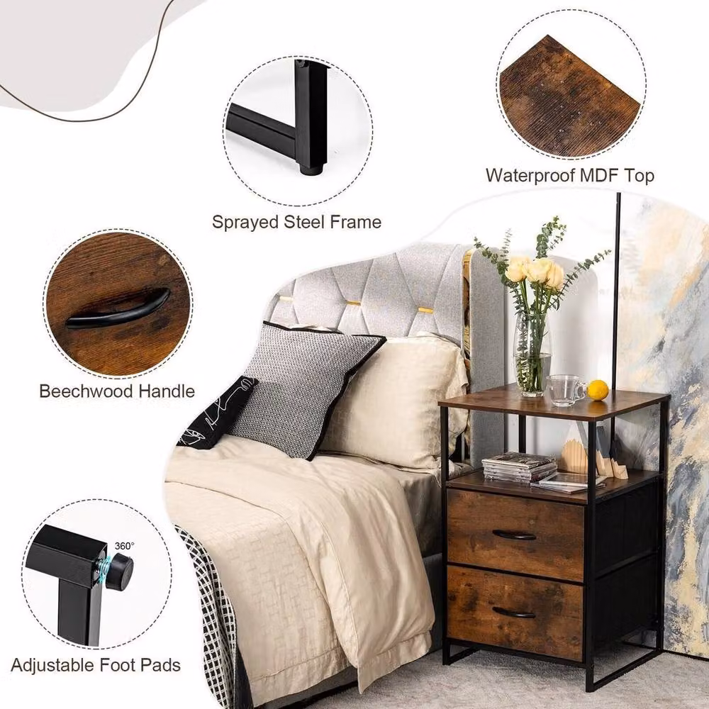 SPETLEK 2-Drawer Industrial Storage Cabinet and Dresser Organizer in Brown Metal – 5