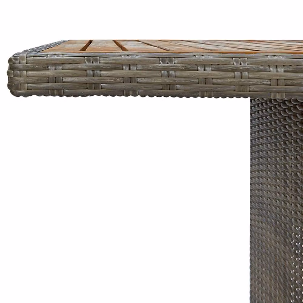 Berkfield Home Extendable Round Garden Table in Brown Poly Rattan and Solid Acacia Wood – 3