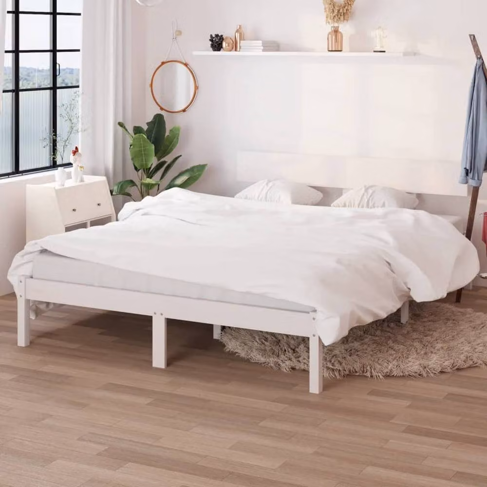 Berkfield Home Modern White Solid Wood Pine Bed Frame W/D/H: 160 x 200 x 165.5 cm – 2
