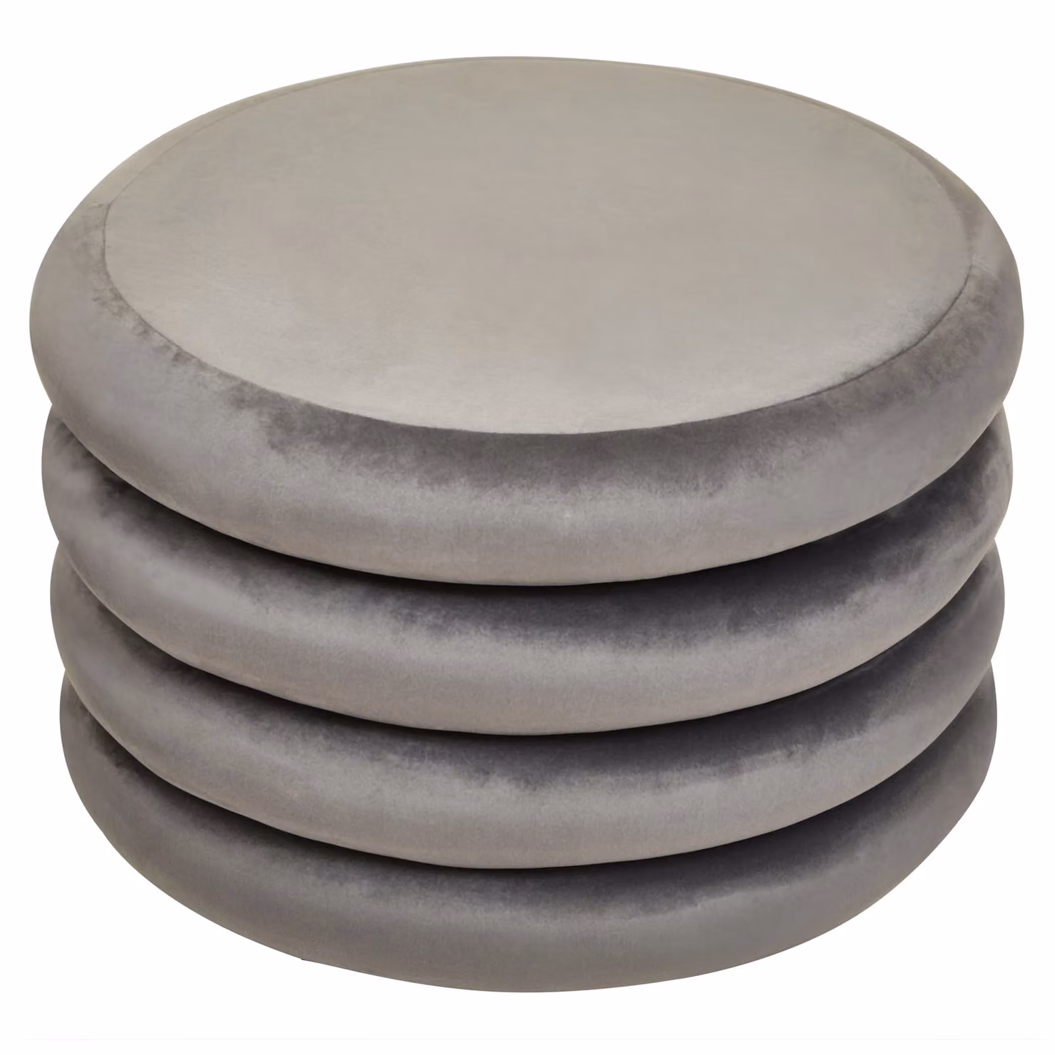 Orsina Grey Velvet Round Footstool with Tufted Details, W/D/H: 40 x 40 x 40 cm – 2