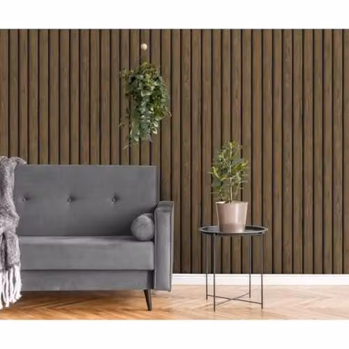 Holden Decor Dark Oak Wood Slat Effect 3D Wallpaper, Brown – 1