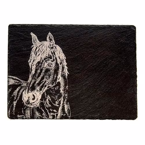 Selbrae House Horse Portrait Slate Cheese Board in Anthracite Grey
