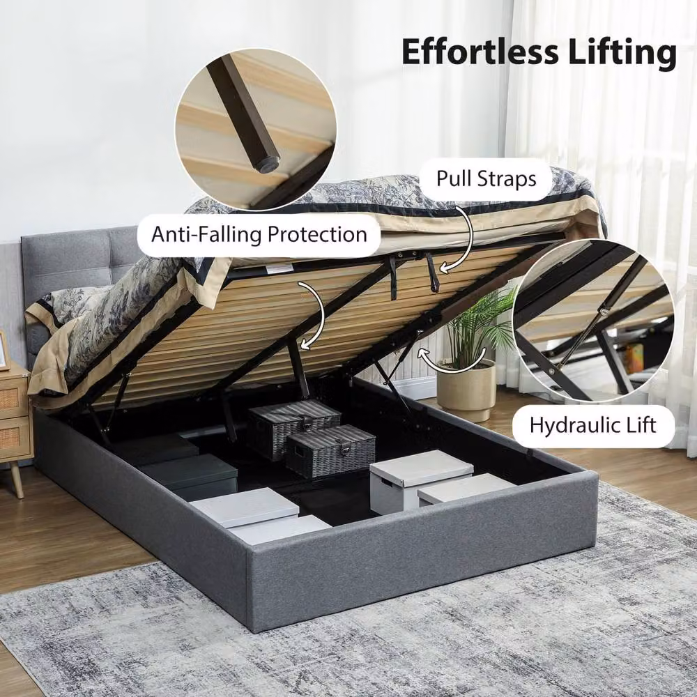 Wyld Haus Vivafa 5ft King Ottoman Bed with Gas Lift Storage, Grey – 6