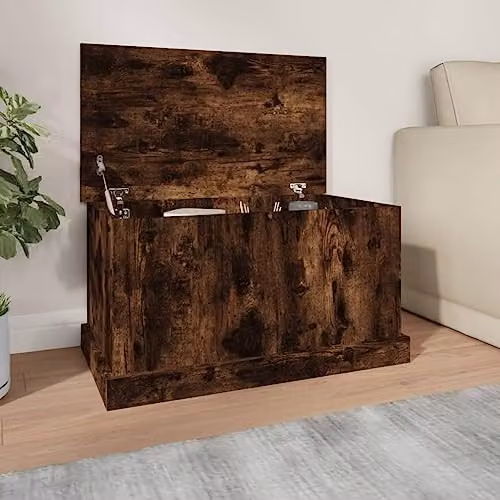 vidaXL Storage Box in Smoked Oak, Brown MDF Wood, W/D/H: 70 x 40 x 38 cm – 2