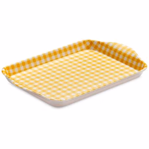 Zeal Mini Melamine Rectangular Serving Tray with Handles, Yellow, W: 18 cm x D: 14 cm x H: 2 cm