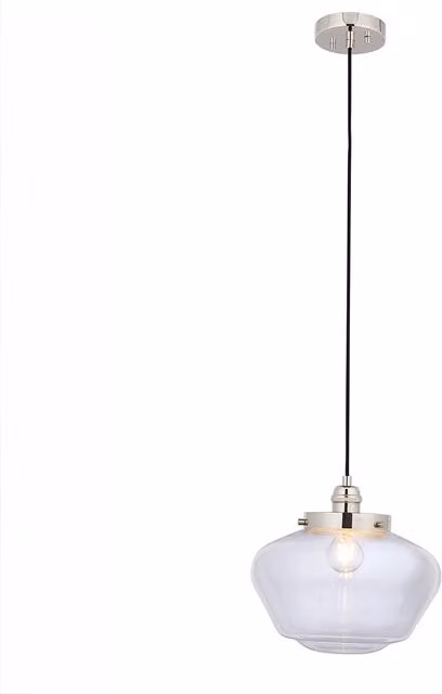 Perch & Parrow Retro Round Glass Pendant Light in Clear Nickel and Silver