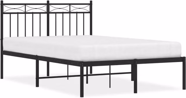 Berkfield Home Metal Bed Frame with Headboard in Black, W/D/H: 120 x 200 cm