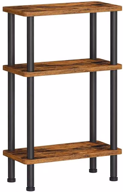 FORGEVIO Industrial 3-Tier Slim Side Table in Rustic Brown and Black, W/D/H: 40 x 20 x 64 cm – 1