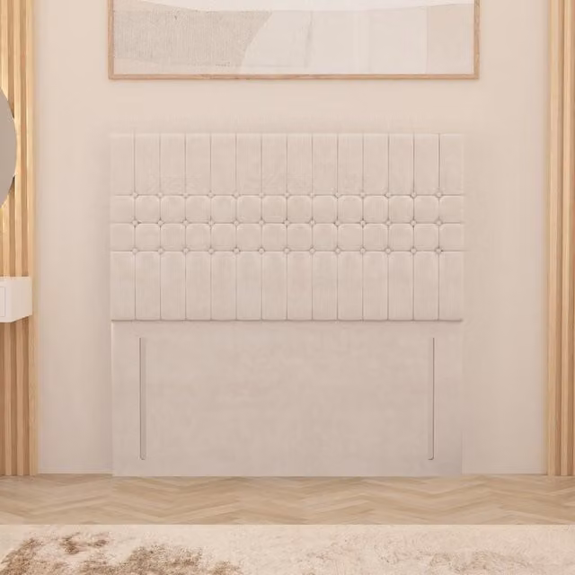 Somnior Beds Ltd Lexington Plush Velvet Double Floor Standing Upholstered Headboard in White