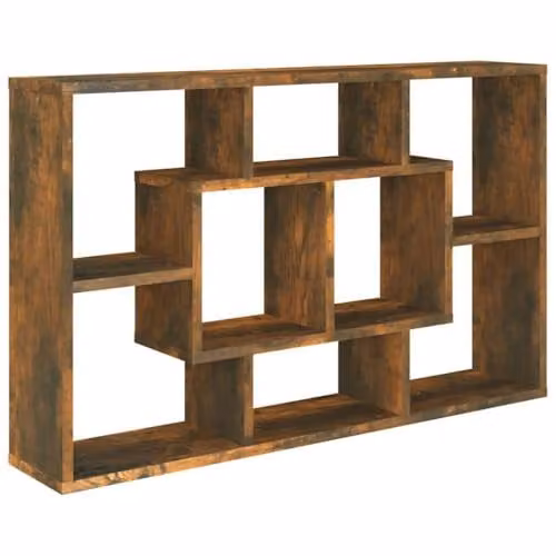 vidaXL Wall Mounted Media Shelf in Smoked Oak Brown, W/D/H: 85 x 16 x 52.5 cm – 1