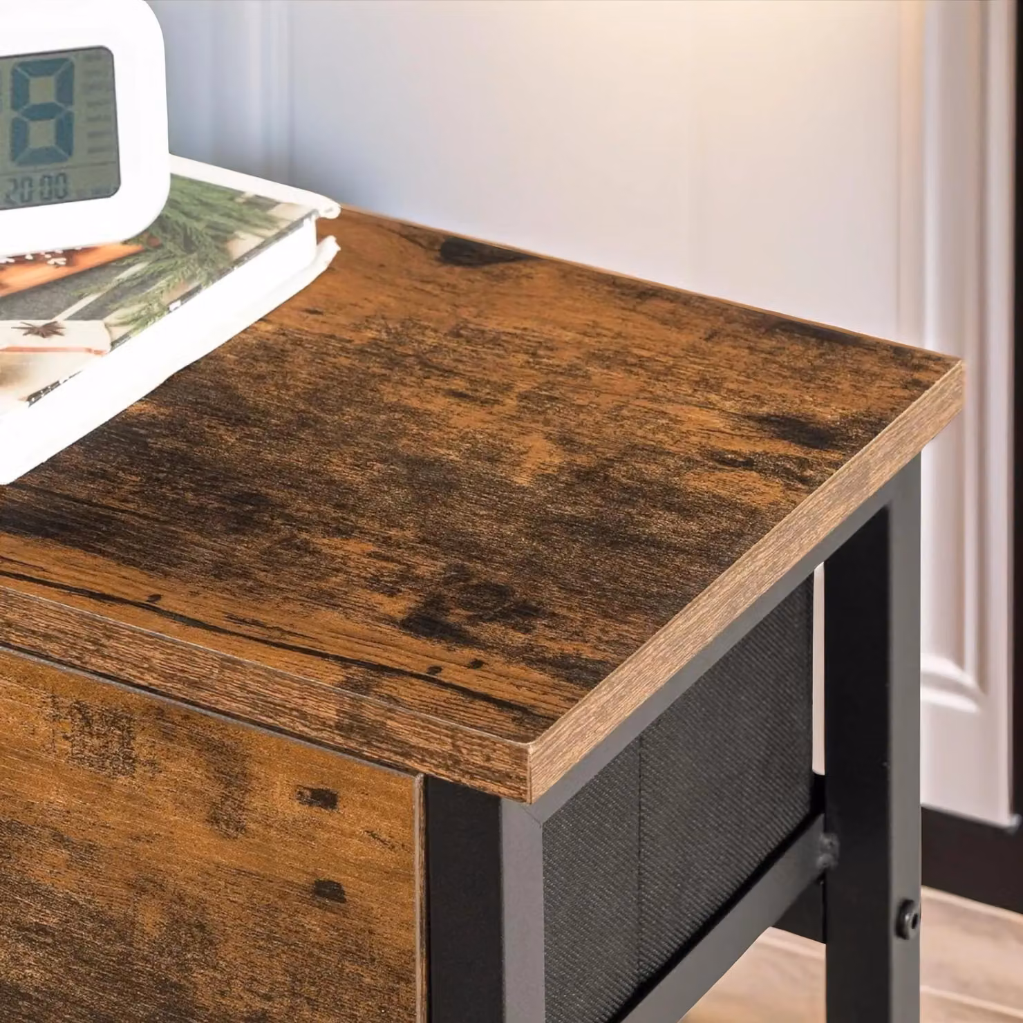Rafaelo Mobilia Industrial 2 Tier Console Table with 2 Drawers in Brown and Black – 2