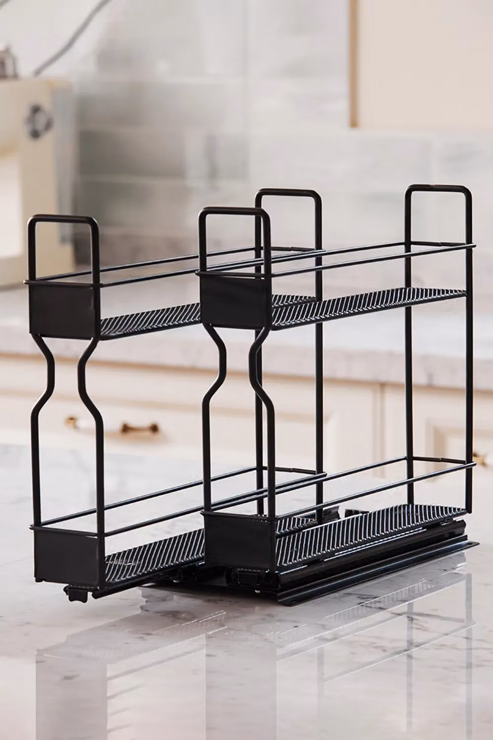 Living and Home 2-Tier Metal Spice Rack Slide-Out Kitchen Storage, Black – 3