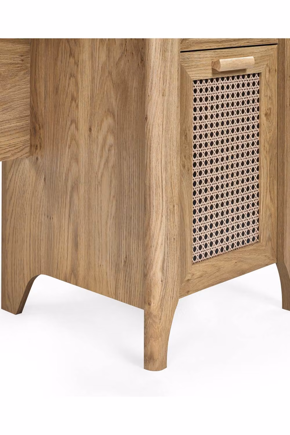 Julian Bowen Sydney Oak Writing Desk with Rattan Effect Details in Beige and Brown – 3