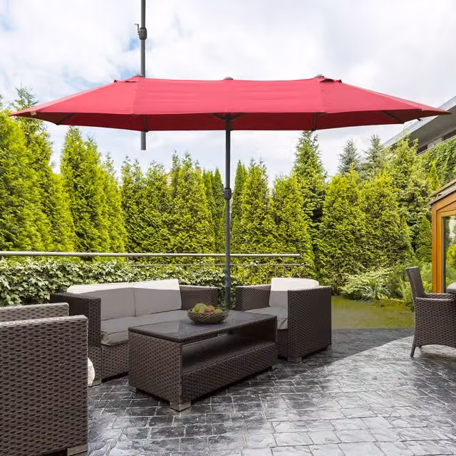 Outsunny Red Garden Umbrella Canopy with Metal Frame, Diameter: 460 cm