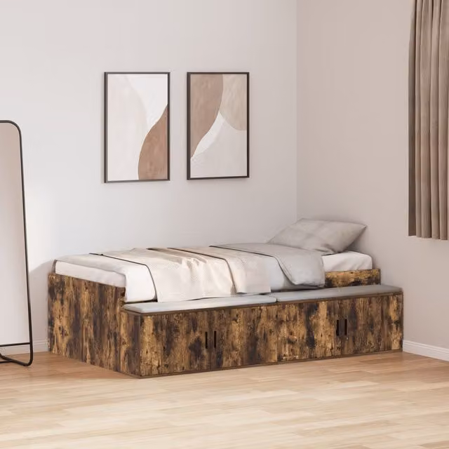 Berkfield Home Smoked Oak Storage Bed Frame with Drawers, Brown, W/D/H: 90 x 190 cm – 1