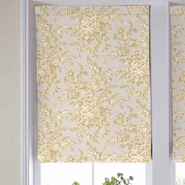Laura Ashley Picardie Made to Measure Blackout Roman Blind in Gold Floral Design