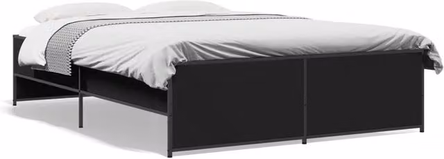 Berkfield Home Double Bed Frame in Black, W: 135 cm, L: 190 cm – 1