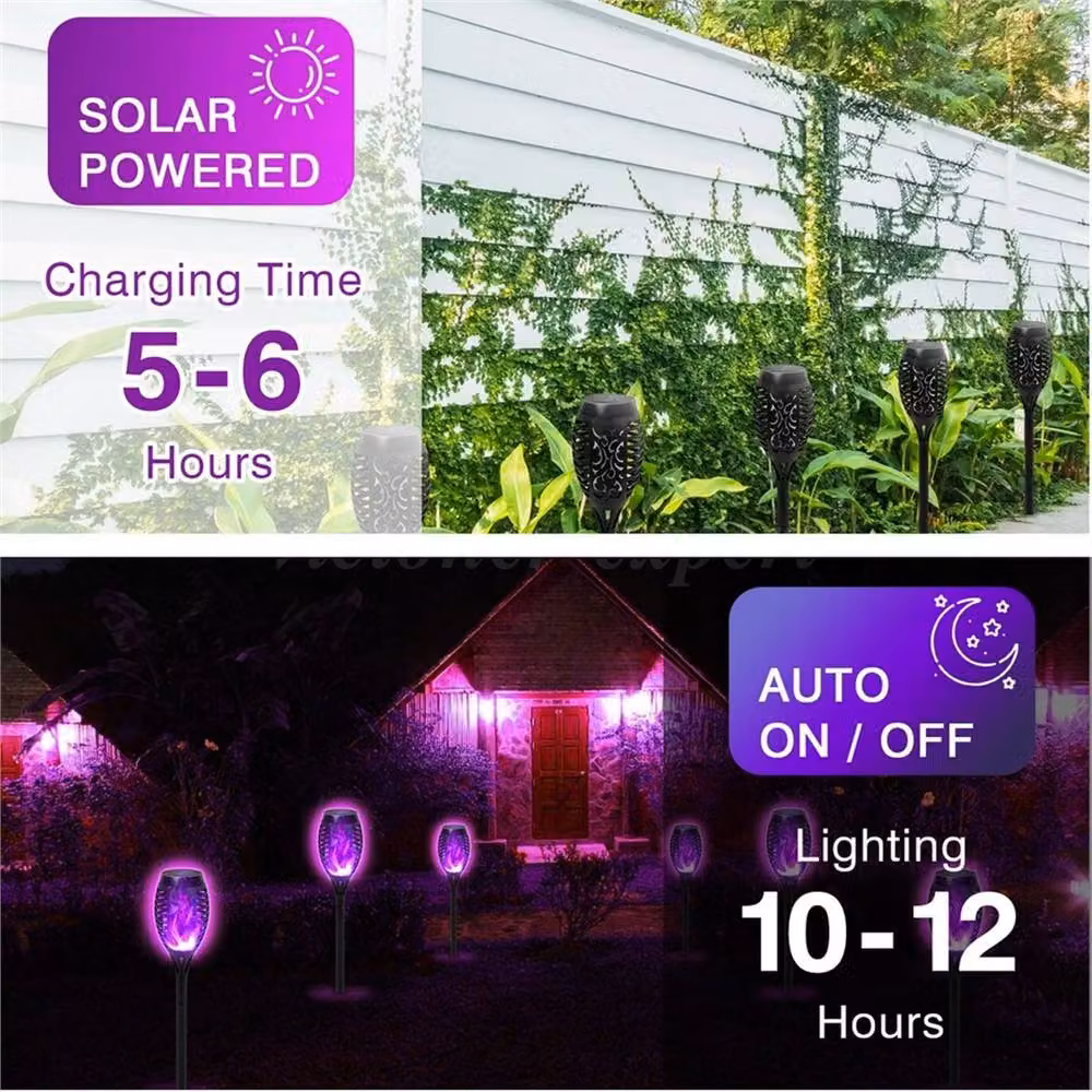 Nordara 12 Pack Multicolour Flame Effect Solar LED Stake Lights in Black – 5