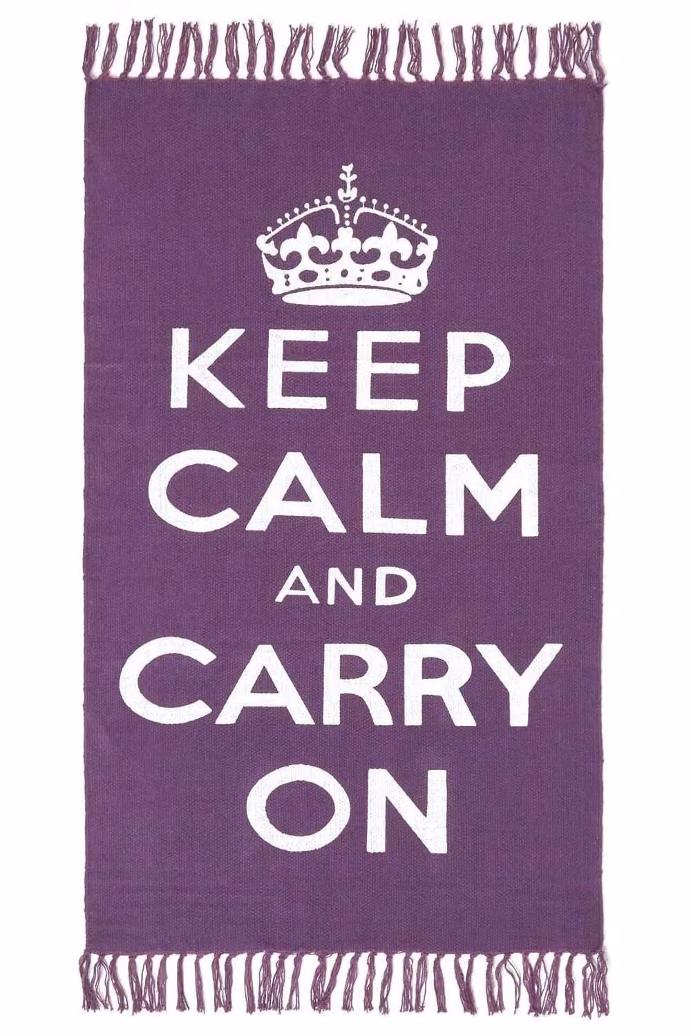 Homescapes Keep Calm & Carry On Handwoven 100% Cotton Rectangular Rug in Purple, W: 60 cm, D: 100 cm – 2