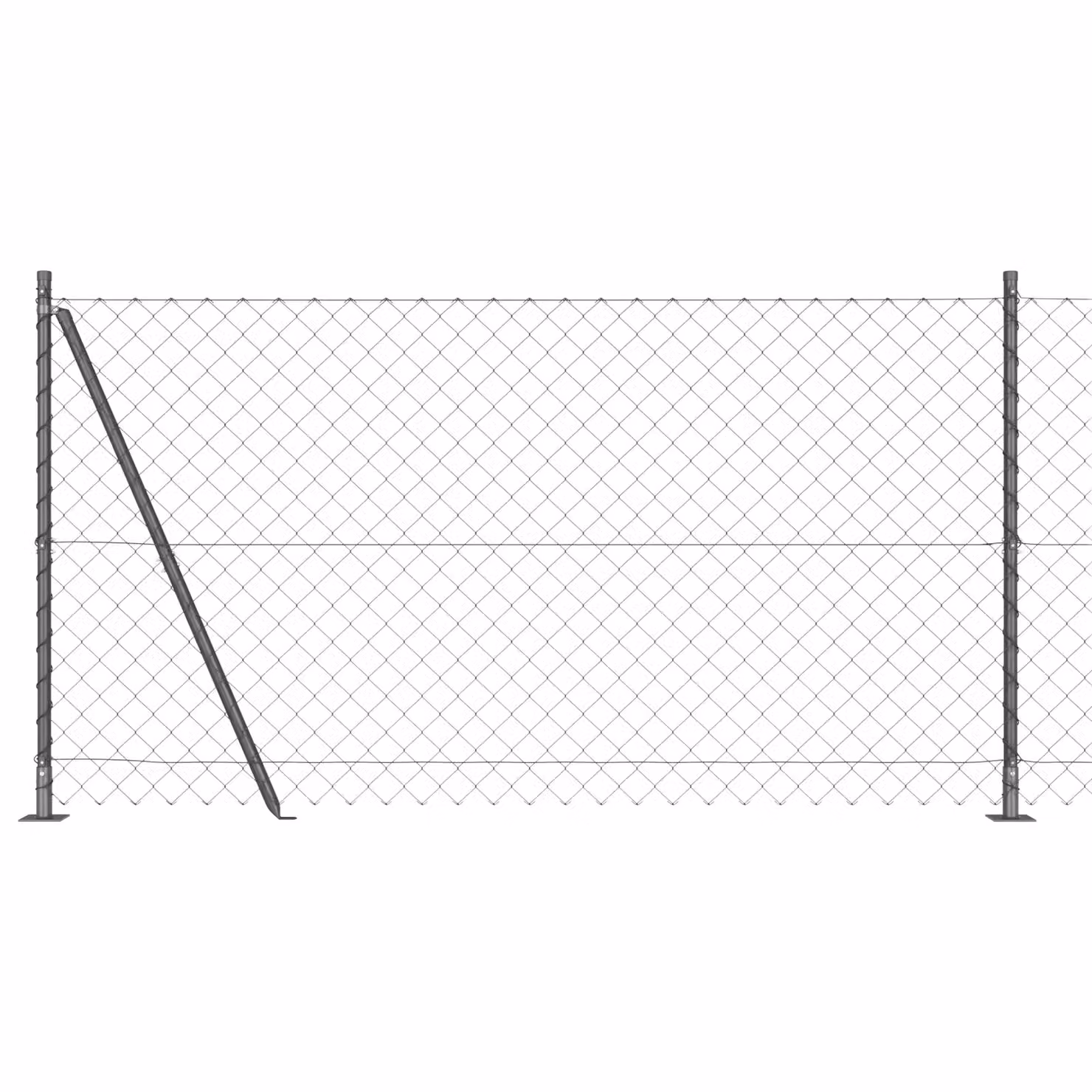 Berkfield Home Grey Galvanised Steel Chain Link Fence with 7 Flanged Posts, H: 1.2 m, W: 10 m – 2