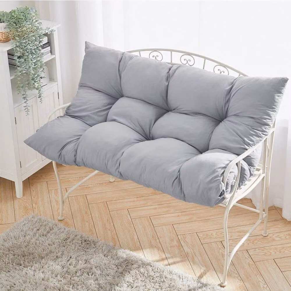 FLAVORA Grey Rectangular Thick Bench Seat Replacement Pad W: 120 cm, D: 40 cm, H: 4 cm