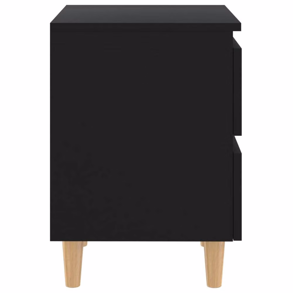 Berkfield Home Sturdy Bed Cabinets with Solid Pinewood Legs, 2 Pieces, Black, W/D/H: 40 x 35 x 50 cm – 4