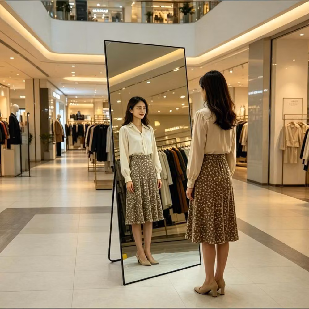 Gr8 Home Large Rectangular Full Length Freestanding Mirror with Black Frame, H 165 x W 60 cm – 3
