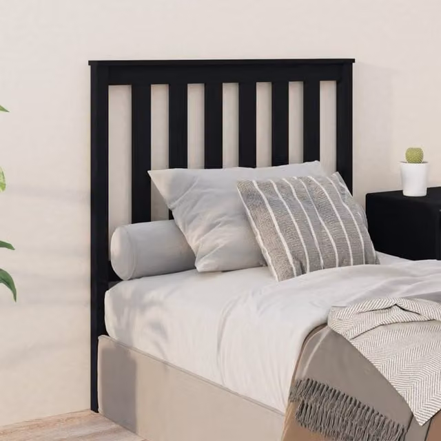 Berkfield Home Rustic Black Solid Pine Wood Bed Headboard W/D/H: 96 x 6 x 101 cm