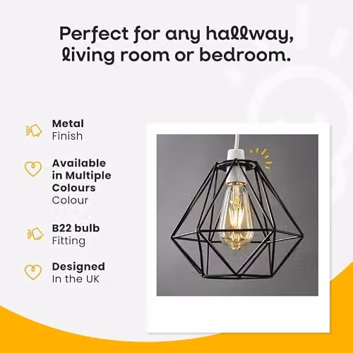 MiniSun Retro Style Black Metal Basket Pendant Ceiling Light Shade, Shade Width: 23.5 cm – 3