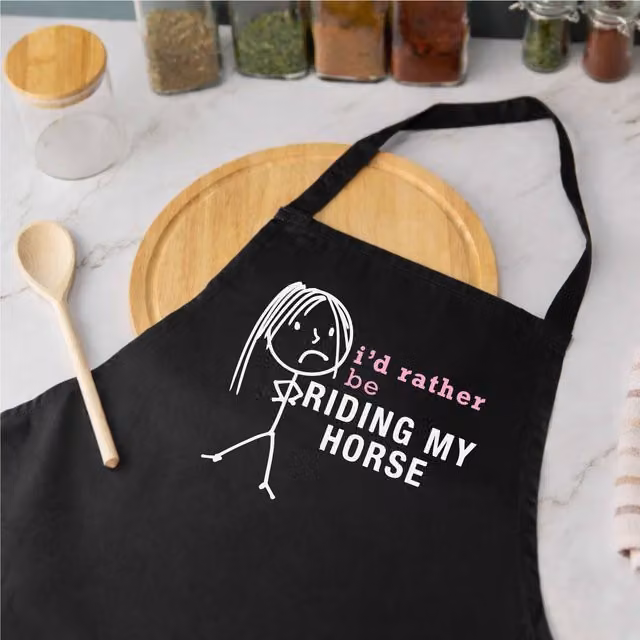 60 Second Makeover Women's I'd Rather Be Riding My Horse Apron in Black