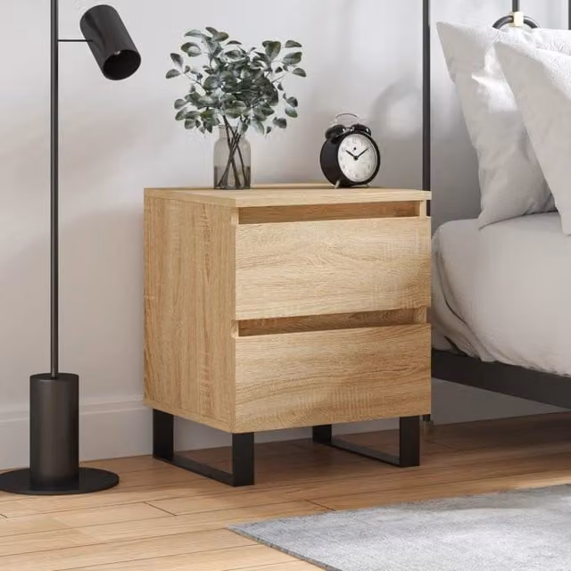 Berkfield Home Sonoma Oak Bedside Cabinet in Brown, W/D/H: 40 x 35 x 50 cm