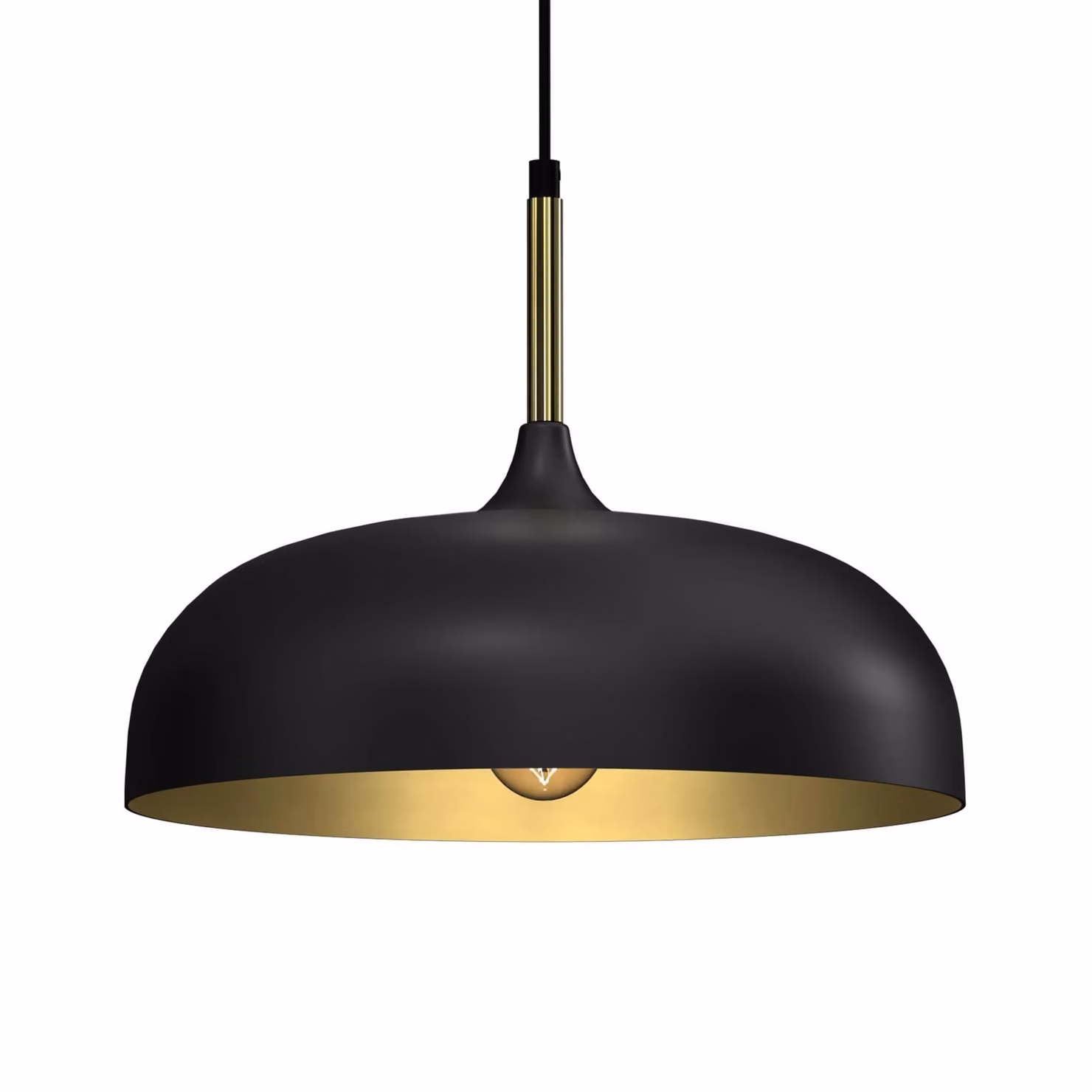 Milagro Lincoln Adjustable Pendant Lamp in Black and Gold/Brass, Diameter: 35 cm – 3