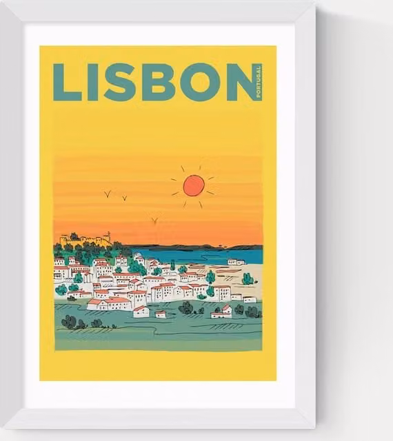 East End Prints Lisbon Framed Multicolour City Art Print