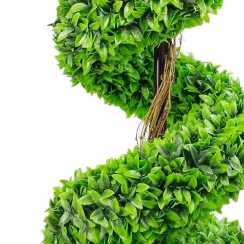 Large Leaf Artificial Spiral Tree in Green with Decorative Planter, H 120 x W 35 x D 35 cm – 3
