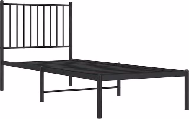 Berkfield Home Metal Bed Frame with Headboard in Black, W/D/H: 80 x 200 cm